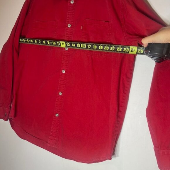 Red Levi Jeans Twill Cowboy Rodeo Country Button Front Shacket Men's Size XL - Picture 5 of 7